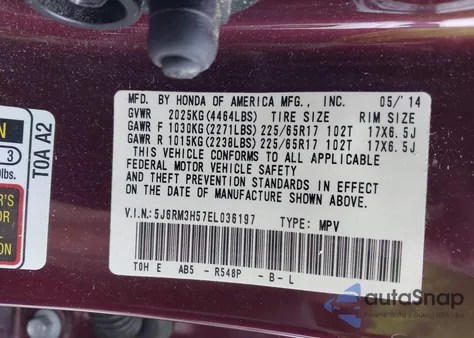 2014 Honda Cr-V Ex z USA, uszkodzony, nr VIN 5J6RM3H57EL036197